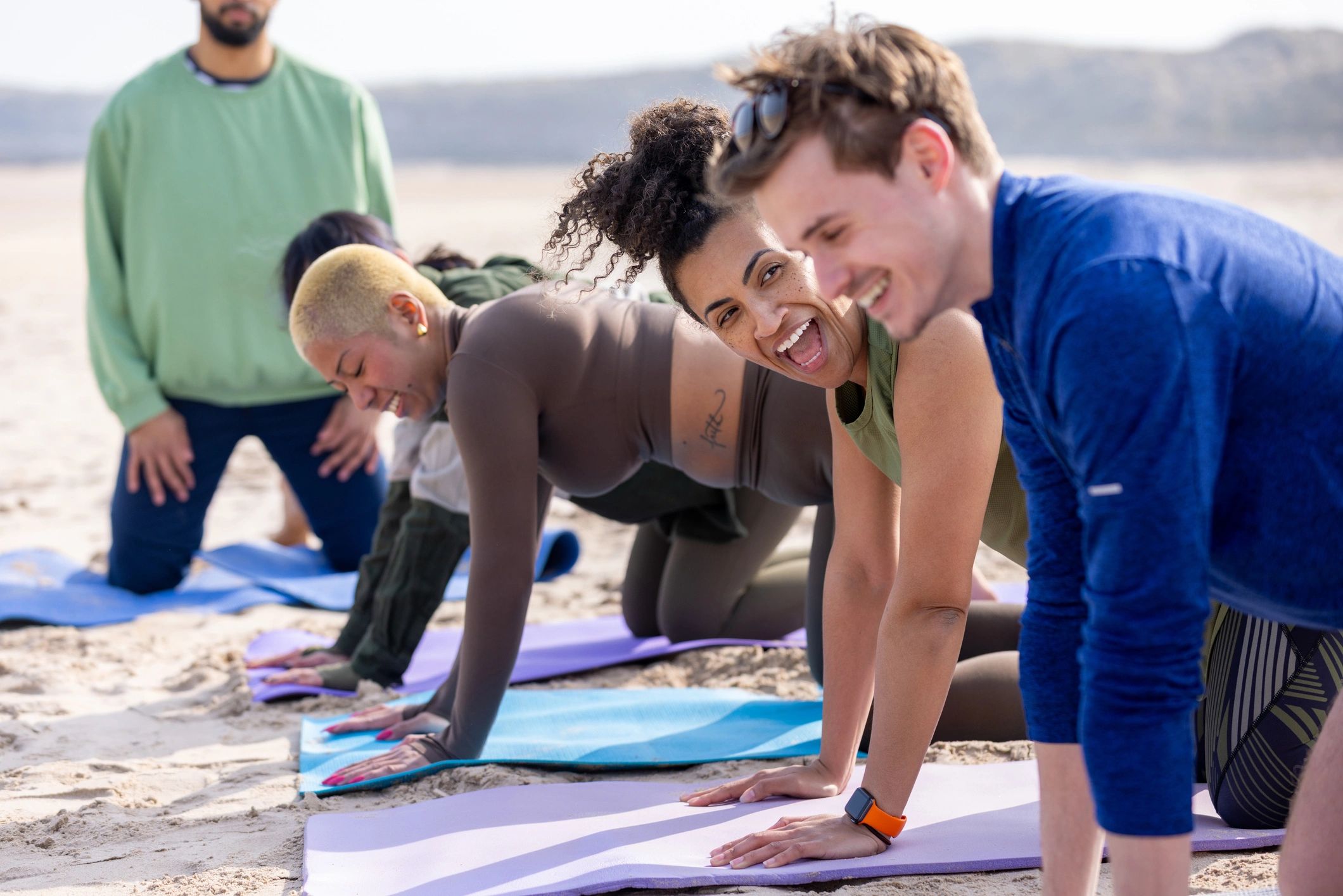 Friends exercising outdoors together
